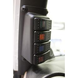 Daystar, Jeep JK Wrangler A-Pillar Switch Pod, includes 4 Daystar, Rocker Switches, Black, fits 2007 to 2017 2/4WD, KJ71056BK, Made in America