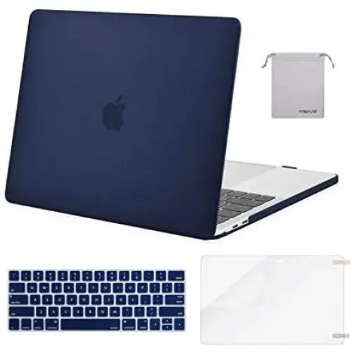 MOSISO Compatible with MacBook Pro 13 inch Case 2016-2020 Release A2338 M1 A2289 A2251 A2159 A1989 A1706 A1708, Plastic Hard Shell Case&Keyboard Cover Skin&Screen Protector&Storage Bag, Navy Blue