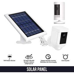 Wasserstein Solar Panel Compatible with Ring Spotlight Cam Battery & All-New Ring Stick Up Cam Battery - Power Your Ring Surveillance Camera continuously with 2W 5V Charging (2 Pack, White)