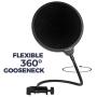 Dragonpad USA Microphone Pop Filter, for Blue Yeti, Blue Snowball - Flexible Gooseneck Microphone Mount and Double Layer Sound Shield Guard Windscreen