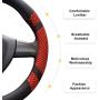 BOKIN Steering Wheel Cover Microfiber Leather Viscose, Breathable, Anti-Slip, Odorless, Warm in Winter Cool in Summer, Universal 15 Inches (Red)