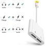 [Apple MFi Certified] 2 in 1 Dual Lightning iPhone Adapter & Splitter, Adapter Dual Converter Cable Headphone Music+Charge+Call+Volume Control Compatible for iPhone 11/11 Pro/XS/XR/X 8/7, iPad-iOS 13