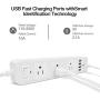 2 Prong Power Strip Surge Protector with 3 Outlets and 4 USB Charging Ports 6.6 Ft Long Extension Cord for Smartphone Tablets Home Office White