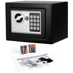 Digital Electronic Security Safe Box Fireproof Wall-Anchoring Safe Deposit Box for Money Jewelry Cash Batteries - US Stock (Black)
