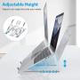 Portable Laptop Stand for Desk - OMOTON LA02 Adjustable Foldable Aluminum Laptop Holder Riser, Compatible with MacBook Air, MacBook Pro, HP, Dell, Lenovo and More (Up to 15.6), Silver