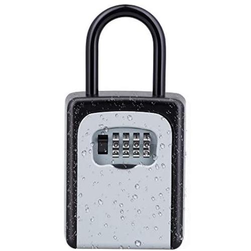 ZHEGE Key Lock Box, 4 Digit Combination Key Storage Lock Box with Resettable Code, Portable Key Safe Box for Door Knob, Realtors, Contractors