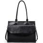 Briefcase for Women Oil Wax Leather Vintage 15.6 Inch Laptop Business Shoulder Bag Black