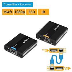 gofanco 394ft 1080p HDMI Extender Over Single CAT6 Ethernet Cable with ESD Protection, Lossless Signal, IR, Very Low Latency – Up to 394ft (120m) Long Range Balun at 1080p (Not 1080i), (HDExt120ESD)
