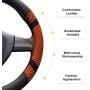 BOKIN Steering Wheel Cover, Microfiber Leather and Viscose, Breathable, Anti-Slip, Odorless, Warm in Winter and Cool in Summer, Universal 15 Inches (Orange)