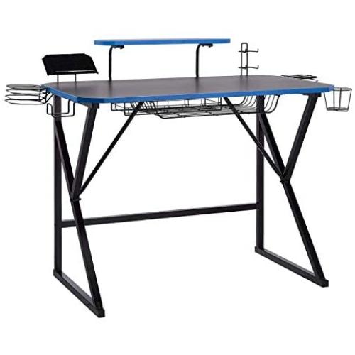 Amazon Basics Gaming Computer Desk with Storage for Controller, Headphone & Speaker - Blue