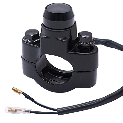 Taiss 7/8'' Motorcycle ATV Handlebar Latching Headlight Fog Brake Light Aluminium Alloy Button Switch Black with 60cm Connect Line and Two Bullet Connectors F011