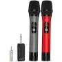 Wireless Microphone, UHF Wireless Dual Handheld Dynamic Mic System Set with Rechargeable Receiver, 160ft Range, 6.35mm(1/4) Plug, for Karaoke, Voice Amplifier, PA System, Singing Machine, Church