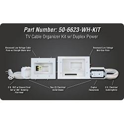 DataComm Electronics 50-6623-WH-KIT Flat Panel TV Cable Organizer Kit with Power Solution