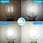 LED Globe G25 Dimmable Edison Light Bulb, 40 Watt Equivalent, 5000K,350LM, E26 Medium Screw Base, Christmas Light, G80 LED Edison Light Bulb, UL Listed, 6-Pack