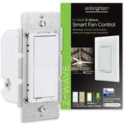 Enbrighten, White & Light Almond, Z-Wave Plus Smart Fan Control, Works with Alexa, Google Assistant, 3-Way Compatible, ZWave Hub Required, Repeater/Range Extender, 55258
