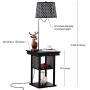 Brightech Madison - Narrow Nightstand with Built in Lamp, USB Port & Shelves for Bedrooms - Mid Century Modern End Table & Attached Floor Lamp for Living Rooms - Side Table & Reading Light - Black