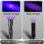 LETION UV Flashlight,LED UV Torch 2 in 1 UV Black Light with 500LM Highlight & 4 Mode & Waterproof for Pet Clothing Food Fungus Detection/Night Fishing/Travel