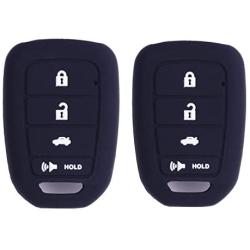2Pcs XUHANG Sillicone key fob Skin key Cover Remote Case Protector Shell for Honda Accord sports LX Civic HR-V CR-V 4 button black