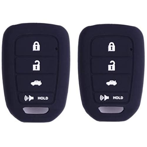 2Pcs XUHANG Sillicone key fob Skin key Cover Remote Case Protector Shell for Honda Accord sports LX Civic HR-V CR-V 4 button black