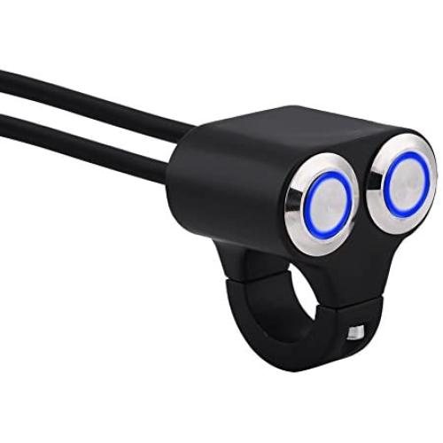 Motorcycle Handlebar Switch, 7/8inch 22mm Motorcycle Handlebar Switch Headlight Brake Fog Light ON/OFF Switch with Indicator Light(Type-c)
