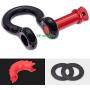 TYT Shackles 3/4'' D Ring Shackle 2 Pack kit, 10500lbs Break Strength Black Snatch Block, with Red 7/8'' Screw Pin and Shackle Isolator & Washers Kit for Tow Strap Winch Off Road Jeep Vehicle Recovery