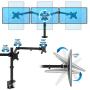 Mount-It! Triple Monitor Mount | 3 Computer Screen Desk Stand with Clamp and Grommet Base Fits Up to 24, 27, 32 Displays | Universal VESA Pattern 75x75 and 100x100