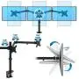 Mount-It! Triple Monitor Mount | 3 Computer Screen Desk Stand with Clamp and Grommet Base Fits Up to 24, 27, 32 Displays | Universal VESA Pattern 75x75 and 100x100