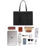 ECOSUSI Laptop Tote Bag for Women Fits Up to 15.6 Inch PU Leather Briefcase Office Handbags Large Capacity with 3 Divided Compartments
