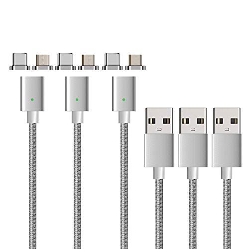 NetDot Gen7 3in1 Nylon Magnetic Fast Charging Cable Compatible with Micro USB & USB-C Smartphones and Products (5ft /3 Pack Silver) NetDot Gen7 3in1 Nylon Magnetic Fast Charging Cable Compatible with Micro USB & USB-C Smartphones and Products (5ft /3 Pack Silver)
