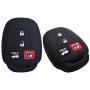 2Pcs Coolbestda Silicone Key Fob Remote Skin Cover Protector Keyless Entry Case for Toyota Camry SE LE Avalon Corolla RAV4 Venza Highlander Sequoia HYQ12BDM Black
