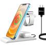 HATALKIN 3 in 1 Wireless Charging Station Compatible with Apple Products Multiple Devices Apple Watch SE 6 5 4 3 2/ iPhone 12/11/ Pro Max/X/XS/XRSE/8 Plus AirPods Pro/2 QI Fast Wireless Charger Stand