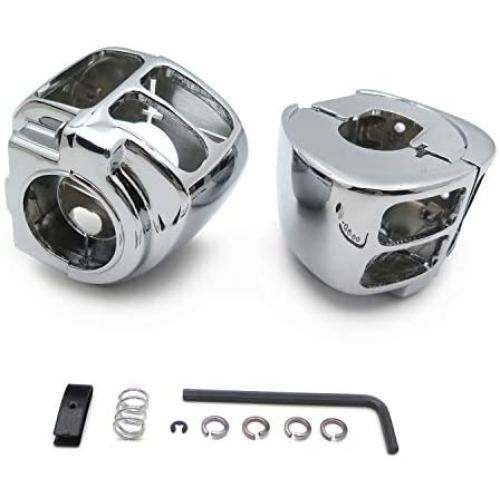 HTTMT MT265-001-CD Chrome Switch Housing Cover Compatible with 1996-2012 Harley Sportster 1996-2012 Harley Dyna 1996-2010 Harley Softail 2002-2012 Harley V-Rod