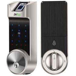 Security Smart Lock, ZKTeco Fingerprint Door Lock, Bluetooth Electronic Deadbolt with Keypad, 5-in-1 Keyless Entry Door Lock, Biometric Lock with Card, AL40B(3M Tapes, No Drilling)-Silver