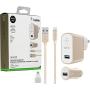 Belkin Metallic Mixit -12W 2.4Amp Fast - Home & Car Lightning Charger Gold White Kit -(Retail Packing) For iOS iPhone 8/+/X iPad Pro