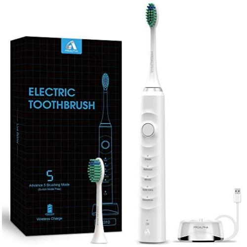 Electric Toothbrush with Powerful Sonic Cleaning-Rechargeable Electric Toothbrushes for Teeth Whitening and Cleaning, 5 Modes, Smart Timer, 2 Replacement Heads, White Electric Toothbrush with Powerful Sonic Cleaning-Rechargeable Electric Toothbrushes for Teeth Whitening and Cleaning, 5 Modes, Smart Timer, 2 Replacement Heads, White