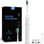 Electric Toothbrush with Powerful Sonic Cleaning-Rechargeable Electric Toothbrushes for Teeth Whitening and Cleaning, 5 Modes, Smart Timer, 2 Replacement Heads, White Electric Toothbrush with Powerful Sonic Cleaning-Rechargeable Electric Toothbrushes for Teeth Whitening and Cleaning, 5 Modes, Smart Timer, 2 Replacement Heads, White