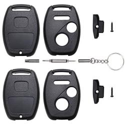 Cutting Not Required - 2 Replacement Key Fob Keyless Entry Remote Shell Case for Honda Civic/Accord/CR-V/Fit/Odyssey/Pilot/Ridgeline/CR-Z Car Key Fob Cover (2+1 Button, 2pc Black)