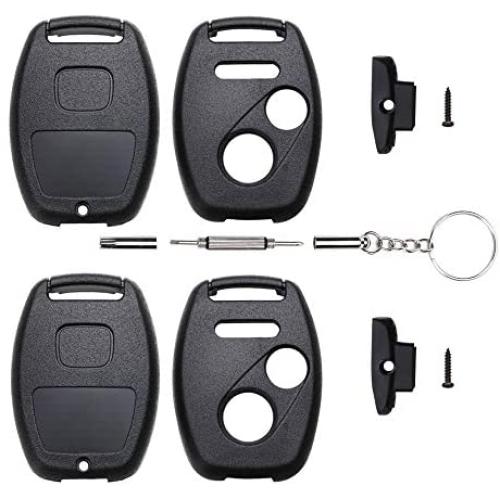 Cutting Not Required - 2 Replacement Key Fob Keyless Entry Remote Shell Case for Honda Civic/Accord/CR-V/Fit/Odyssey/Pilot/Ridgeline/CR-Z Car Key Fob Cover (2+1 Button, 2pc Black)