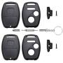 Cutting Not Required - 2 Replacement Key Fob Keyless Entry Remote Shell Case for Honda Civic/Accord/CR-V/Fit/Odyssey/Pilot/Ridgeline/CR-Z Car Key Fob Cover (2+1 Button, 2pc Black)