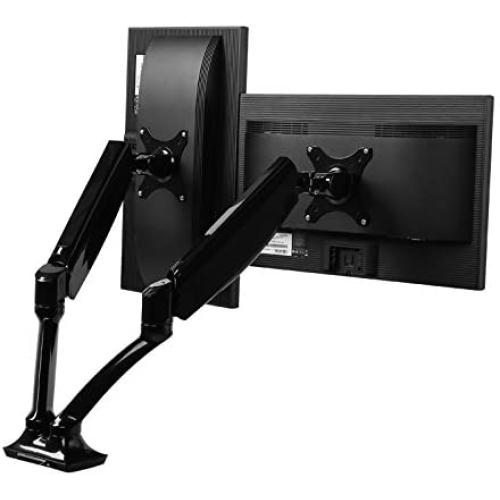 Loctek Dual Monitor Mount D5D, Full Motion Adjustable Gas Spring Desk mounts for 10-27 inches Screens, Clamp or Grommet Desktop Support