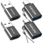 AGVEE [2 Pack] Zinc USB-C Male to USB-A 3.0 Female OTG Adapter & [2 Pack] USBC Female to USB-A 2.0 Male Converter, for MacBook Pro, iPad Pro 2020 Air 4, Galaxy S20 S10 Note 20 10, Pixel 2 3 4, Gray