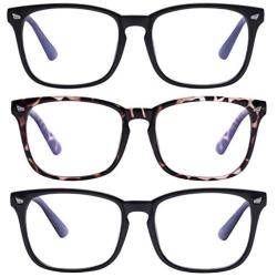 AIMADE Unisex Blue Light Blocking Glasses Blue Filter Computer Glasses (Anti Eye Eyestrain) Gaming Glasses for Women Man (3pc-Leopard-Matte Black-Bright Black)