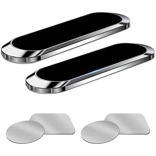 MOSA Magnetic Phone Car Mount, [2 Pack] Mini Strip Cell Phone Holder for Car Magnetic Mount Compatible with iPhone 12 11 Pro XS Max XR X 8 7 Stand Car Magnet Phone Mount