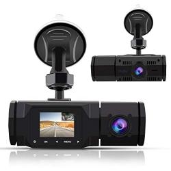 Dual Dash Cam,1080P Front and 720P Inside Cabin Car Dash Camera 1.5 LCD Display Dashboard Cam with 4 IR LEDs, Motion Detection,Parking Mode,Loop Recording,Accfly Compatible with Car Cam Uber Taxi