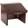 12.6''H Tabletop Portable Podium, Folding, Angled Surface with Lip, Storage Area (Mahogany)