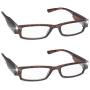 SKYWAY 2pcs Blue Light Blocking Readers with LED Lighted Reading Glasses, Unisex Clear Vision Compact Full Frame Eyewear Glasses for Nighttime Reading (+100)