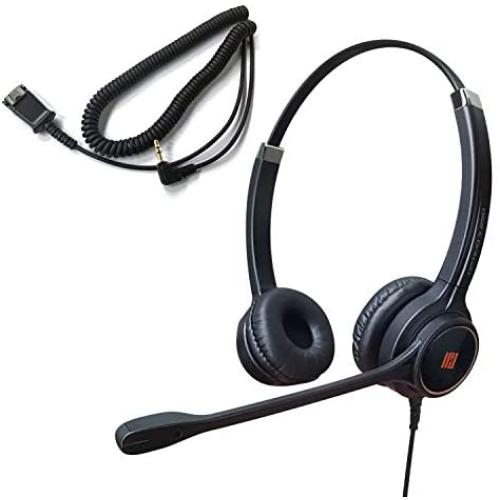 IPD IPH-255 Double Ear NC Headset with 2.5mm Jack for Polycom IP 320,321,330, Cisco SPA,Grandstream GXP,Panasonic KX, Zultys, Gigaset & 2.5m Jack(3 Poles) Port with Phones