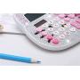 Cute Desk Calculator Cartoon Hellokitty Office Calculator Beauty Rhinestone Calculators Large Display Best Accounting Calculators, Battery Solar Calculator Desktop Calculatos Womens (White)