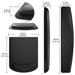 PU Leather Mouse Pads Wrist Rest Support and Keyboard Wrist Rest Pad Set for Laptop Computer Mac,Ergonomic Memory Foam,Non-Slip Base Mouse pad,Easy Typing and Relieve Wrist Pain(Black)