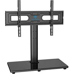 Swivel Universal TV Stand Mount for 37-70 Inch LCD OLED Flat/Curved Screen TVs-Height Adjustable Table Top TV Stand/Base with Tempered Glass Base & Wire Management, VESA 600x400mm up to 99lbs-PSTVS21